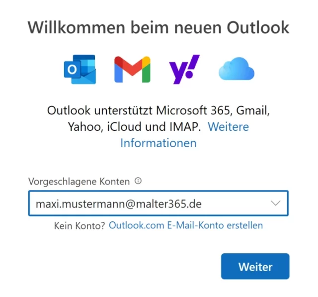 Anmelden beim neuen Outlook