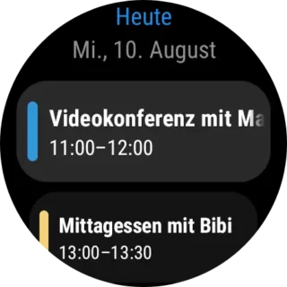 Kalender auf der Smartwatch