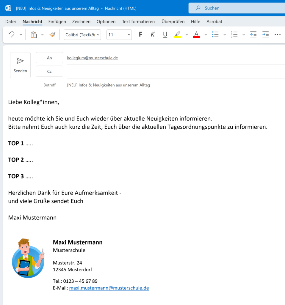 E-Mail in Outlook als spätere Vorlage