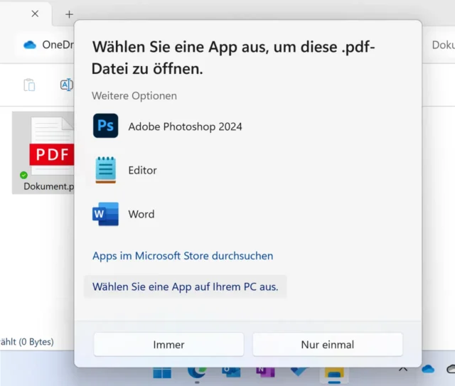 andere App auswählen