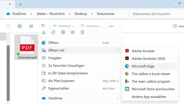 Öffnen mit… im Kontextmenü