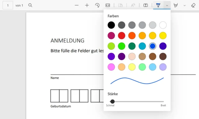 Stifteinstellungen in Microsoft Edge