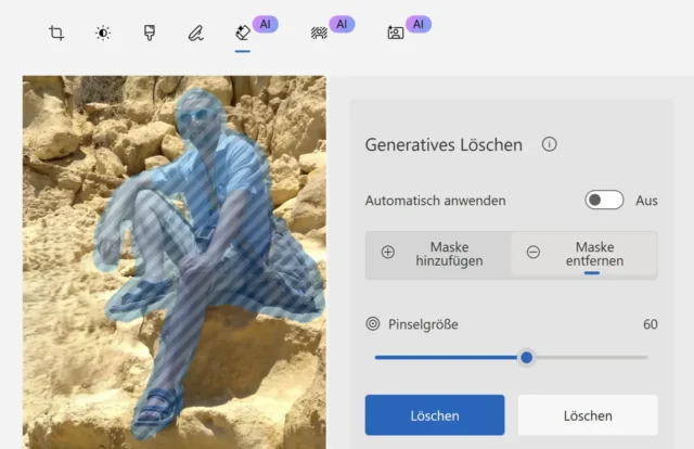 weitere Bereiche entfernen