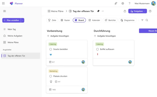 Beispiel für Plan in Microsoft Planner