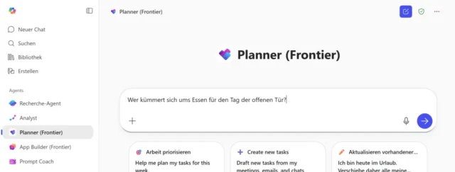 Planner (Frontier) mit Eingabefeld