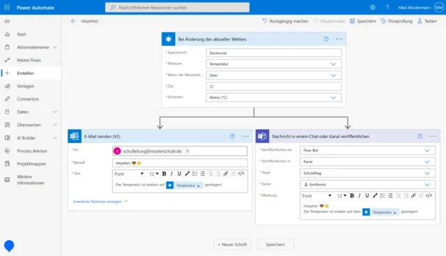 Flow in Power Automate: "Hitzefrei!"