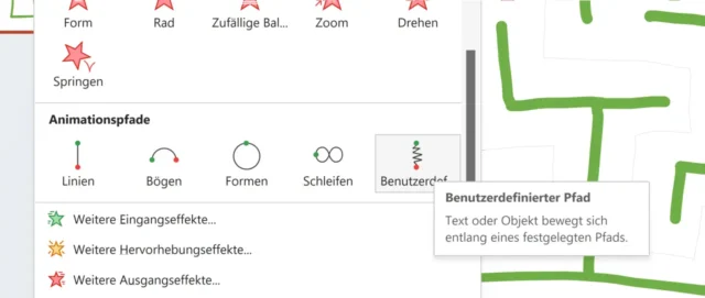 Benutzerdefinierter Pfad als Animationsstil auswählen