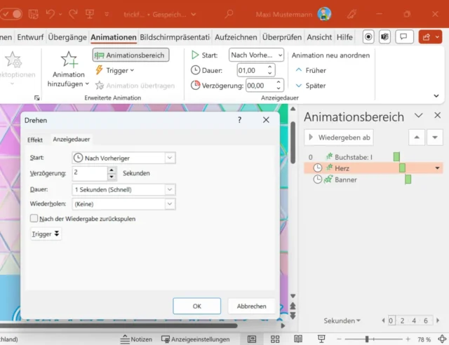 Animationsbereich in PowerPoint