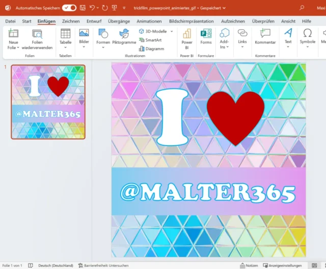 vorbereitete Folie in PowerPoint