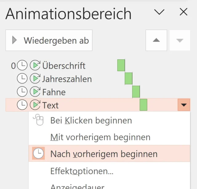 Animationsbereich in PowerPoint