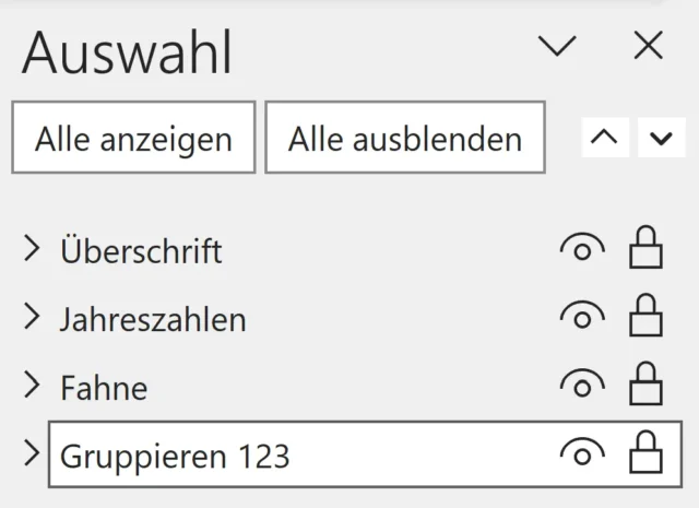 Gruppen im Auswahlbereich umbenennen