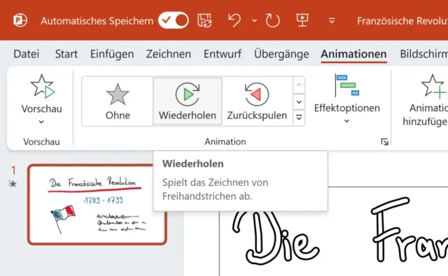 Wiederholen als Animation in PowerPoint