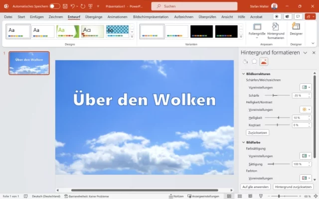 Hintergrundbild anpassen in PowerPoint