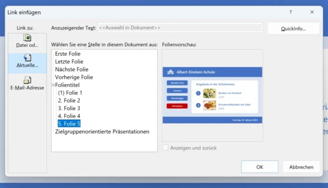 Link einfügen in PowerPoint