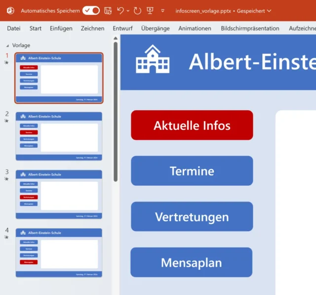 Buttons im Menü – farbig hervorgehoben