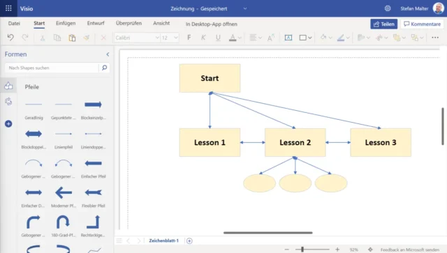 interaktives E-Book vorab planen, z. B. mit Visio