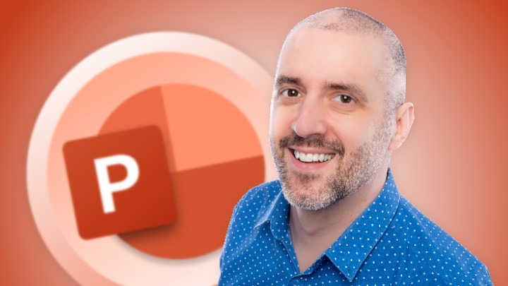 Kopf von Medientrainer Stefan Malter vor PowerPoint-Logo und orange-farbenem Hintergrund