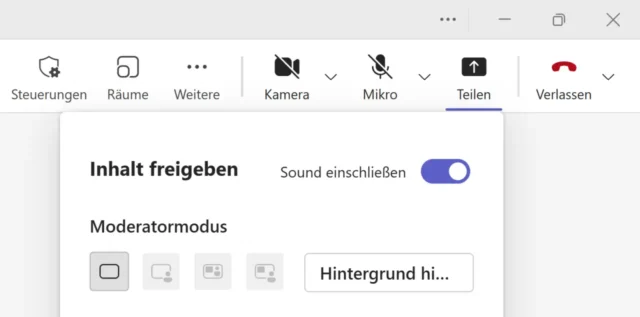 Sound einschließen beim Teilen in Microsoft Teams