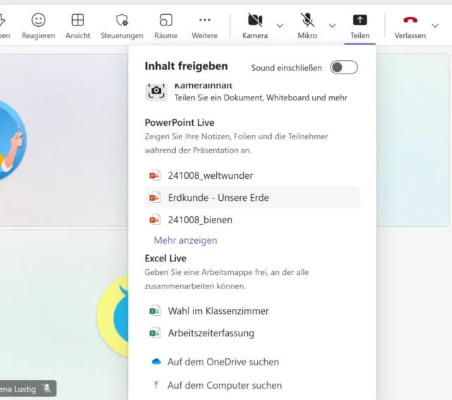 Inhalt freigeben in Microsoft Teams
