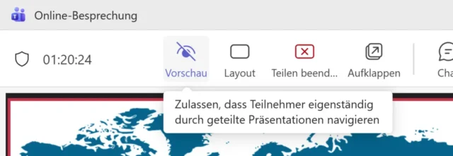 Vorschau der Präsentation deaktivieren