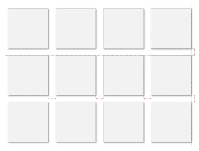 Quadrate anordnen mithilfe von Hilfslinien