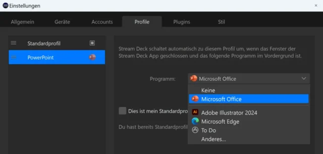 Profil anzeigen, wenn PowerPoint gestartet wird