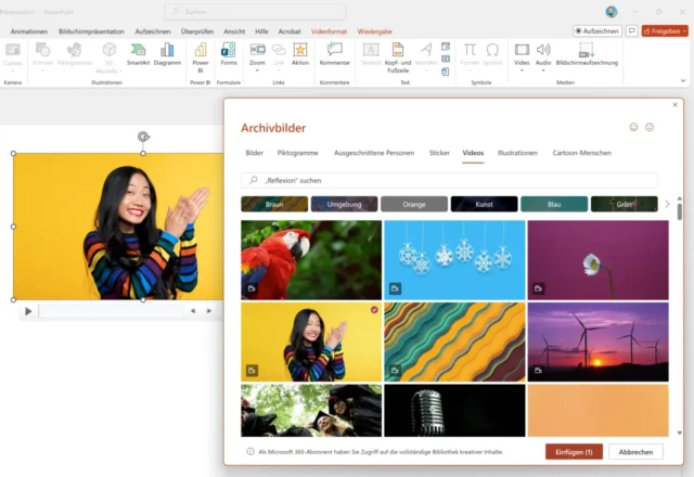 Video aus Archiv von Microsoft 365 einfügen