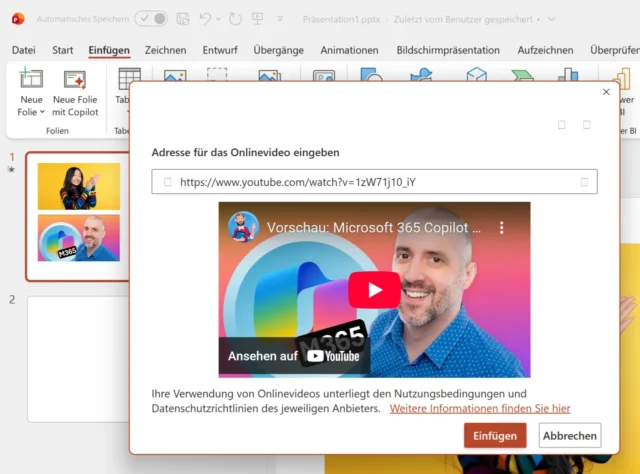 Onlinevideo bei YouTube per Link einbetten