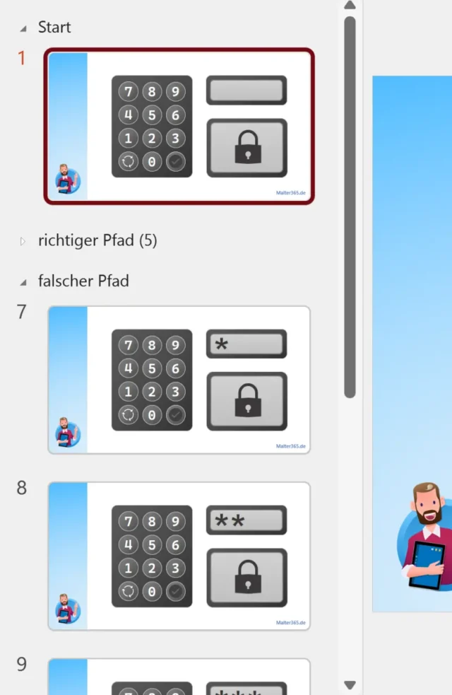 Abschnitte für Folien-Pfade in PowerPoint