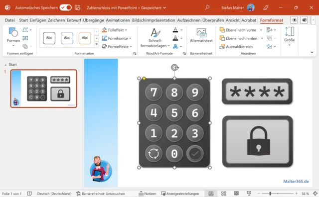 Elemente für Zahlenschloss in PowerPoint
