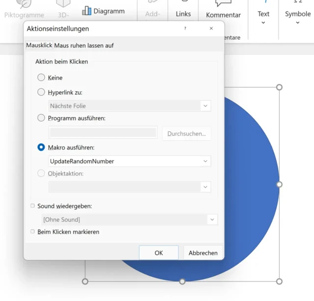 Aktionseinstellungen in PowerPoint: Makro ausführen