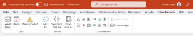 Entwicklertools in PowerPoint