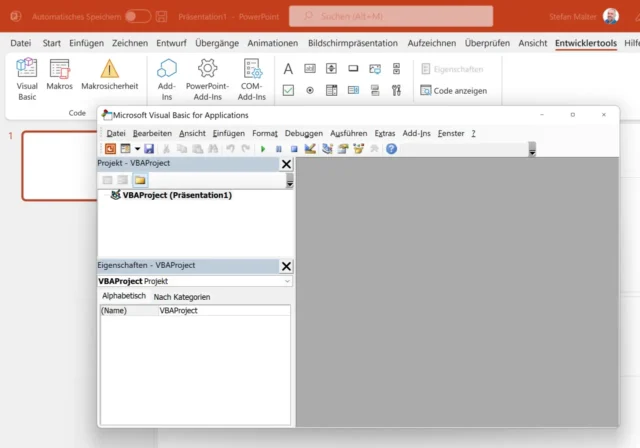 Microsoft Visual Basic – Fenster in PowerPoint