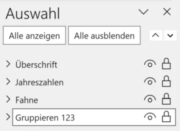 Gruppen im Auswahlbereich umbenennen