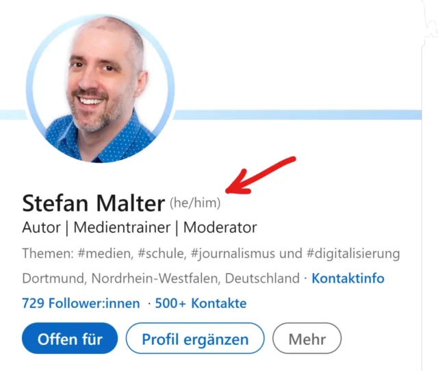 Gender-Pronomen bei LinkedIn