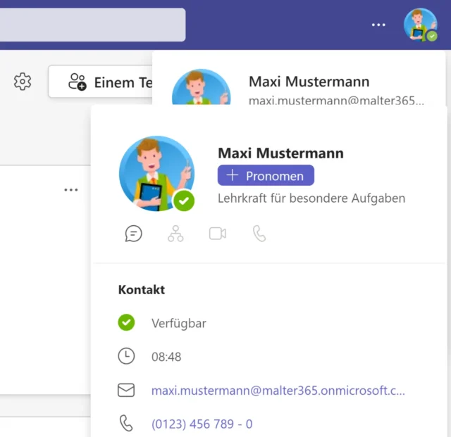 Profilkarte in Microsoft Teams