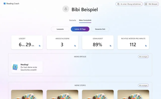 Mein Fortschritt mit Übersicht aller Statistiken