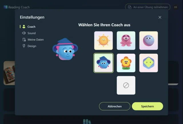 dunkler Modus und anderer Coach