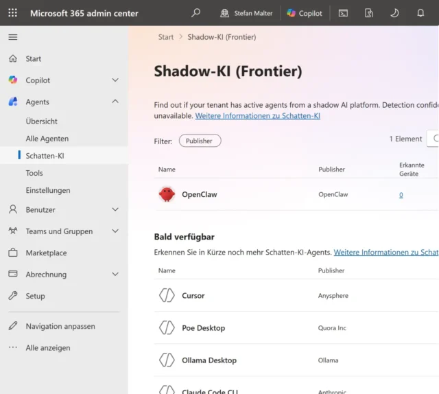 Schatten-KI im Admin Center von Microsoft 365