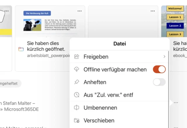 "Offline verfügbar machen" in der Office-App