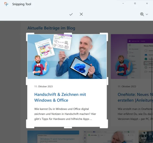 Screenshot zuschneiden im Snipping Tool
