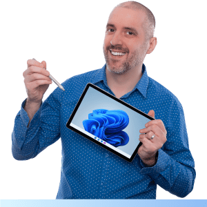 Stefan Malter mit Windows-Tablet