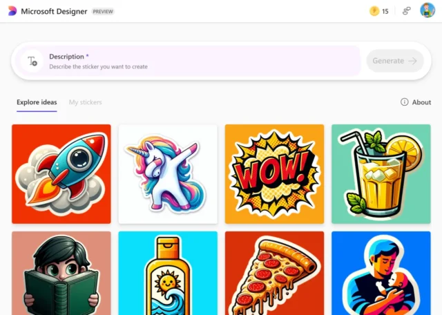 Benutzeroberfläche im Sticker Creator