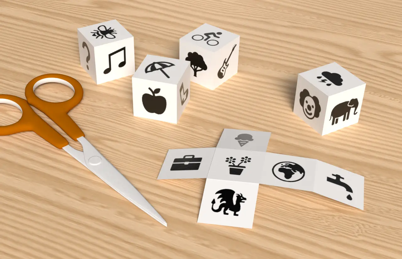 selbst gestaltete Geschichtenwürfel