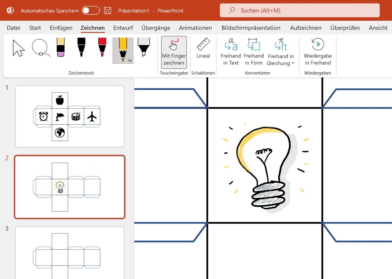 gezeichnete Sketchnotes auf Story Cube