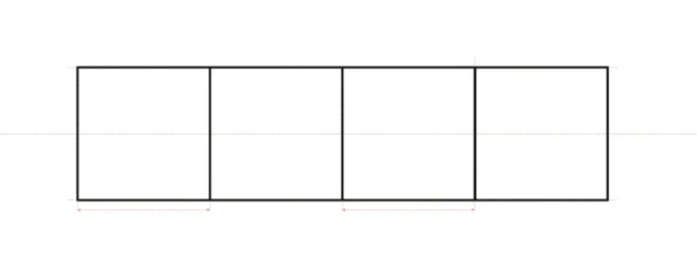 vier Quadrate nebeneinander