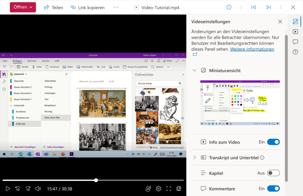Video in OneDrive mit Funktionen von Microsoft Stream