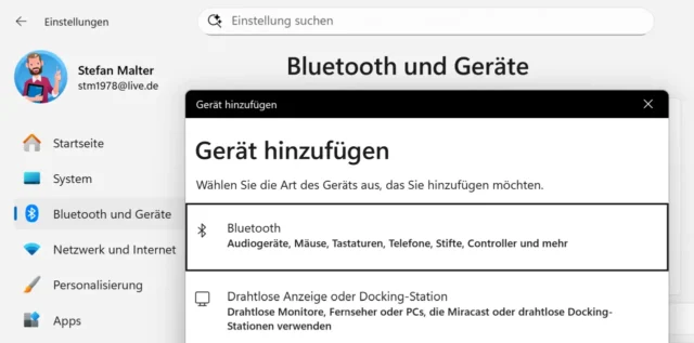 Bluetooth-Einstellungen von Windows 11
