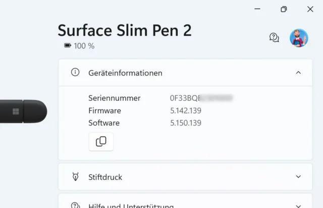 Infos in der Surface-App für Windows