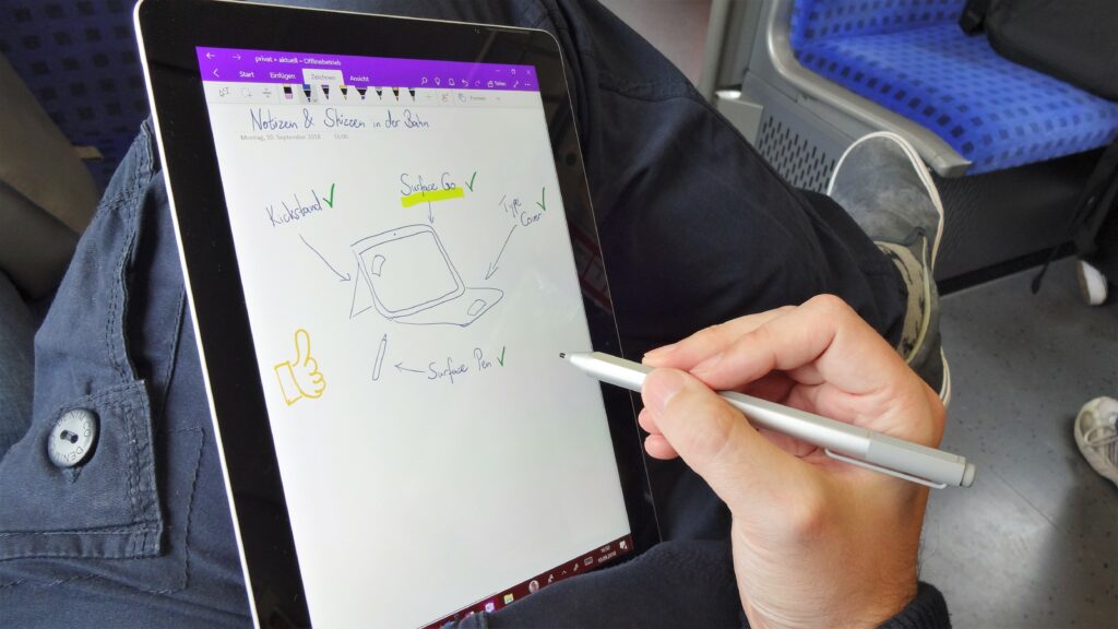 Zeichnen auf dem Surface Go 2 mit digitalem Stift
